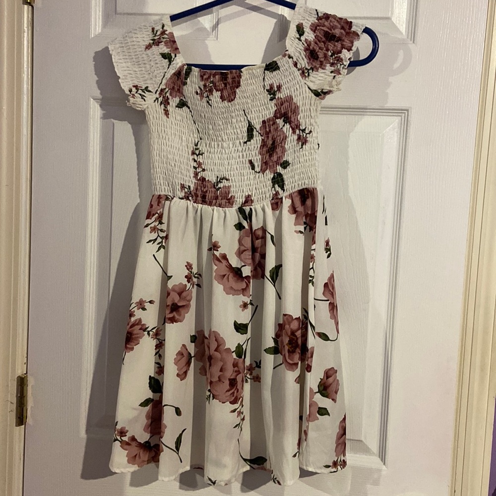 Medium white with flowers dress (unknown designer)